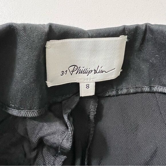 3.1 Phillip Lim Trousers Pants Women’s 8 Black Crepe Cropped Pleated Tapered. - Picture 4 of 9